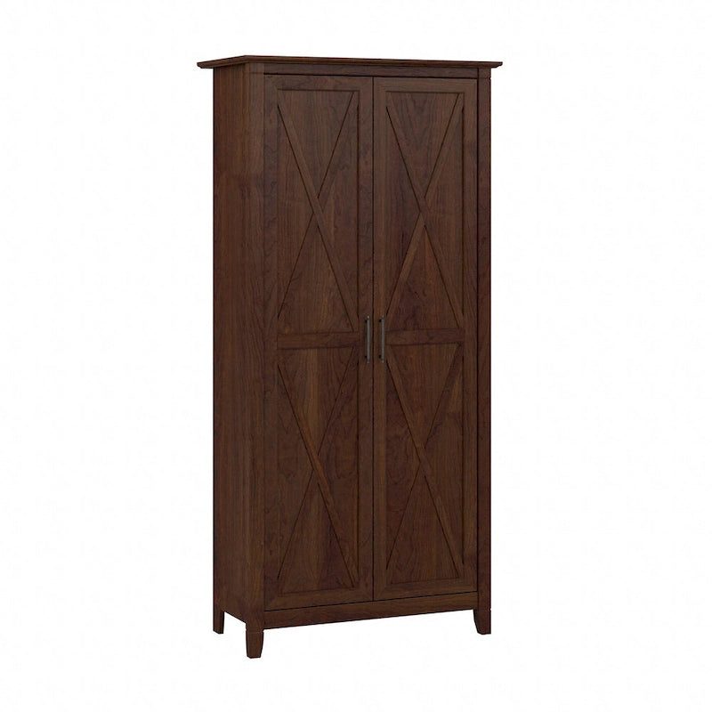 Armoire haute de rangement avec portes, 5 étagères, 7 couleurs, style ferme