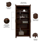 Armoire haute de rangement avec portes, 5 étagères, 7 couleurs, style ferme