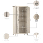 Armoire haute de rangement avec portes, 5 étagères, 7 couleurs, style ferme