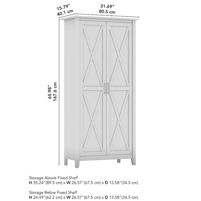 Armoire haute de rangement avec portes, 5 étagères, 7 couleurs, style ferme