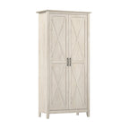 Armoire haute de rangement avec portes, 5 étagères, 7 couleurs, style ferme
