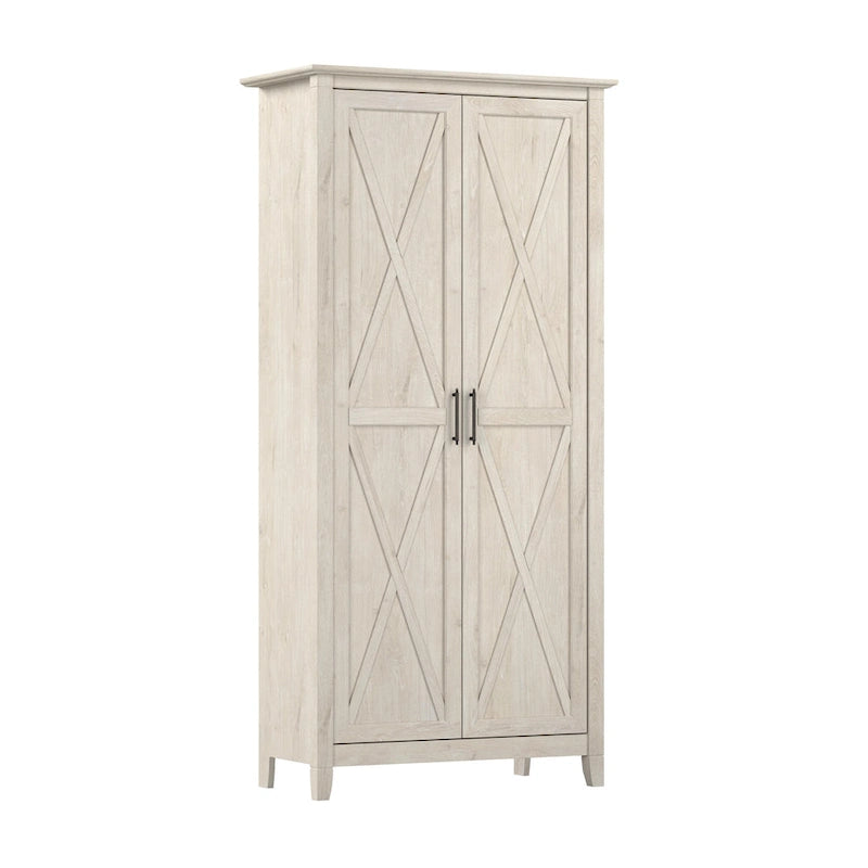 Armoire haute de rangement avec portes, 5 étagères, 7 couleurs, style ferme