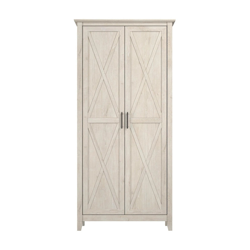 Armoire haute de rangement avec portes, 5 étagères, 7 couleurs, style ferme