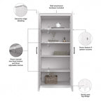 Armoire haute de rangement avec portes, 5 étagères, 7 couleurs, style ferme