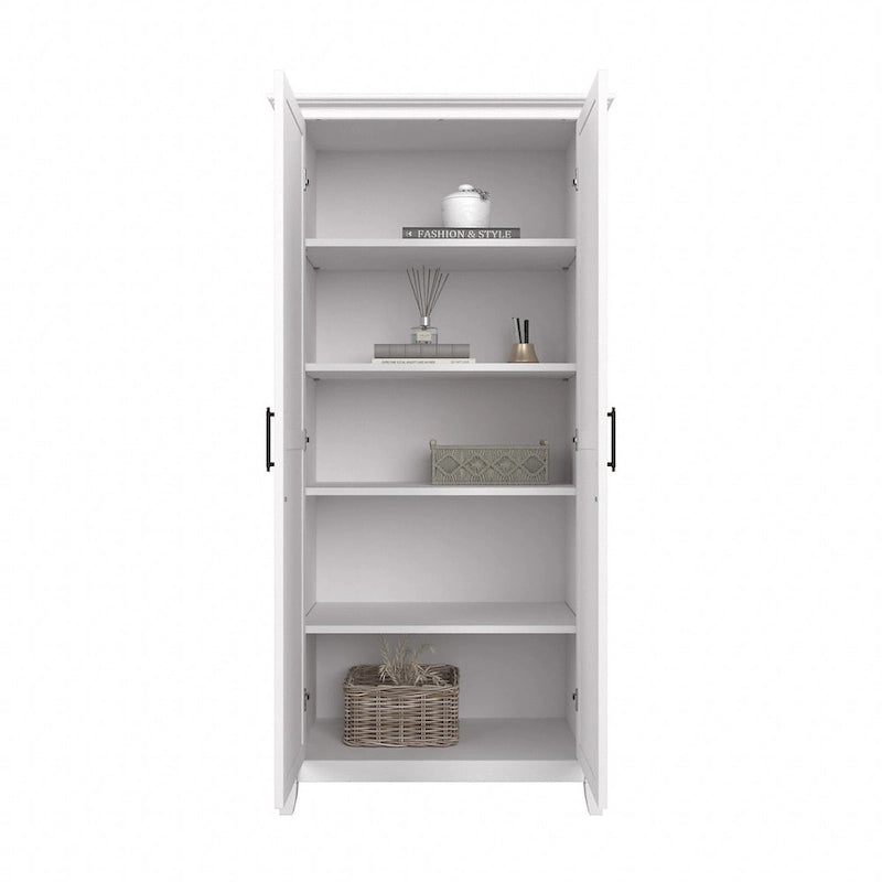Armoire haute de rangement avec portes, 5 étagères, 7 couleurs, style ferme