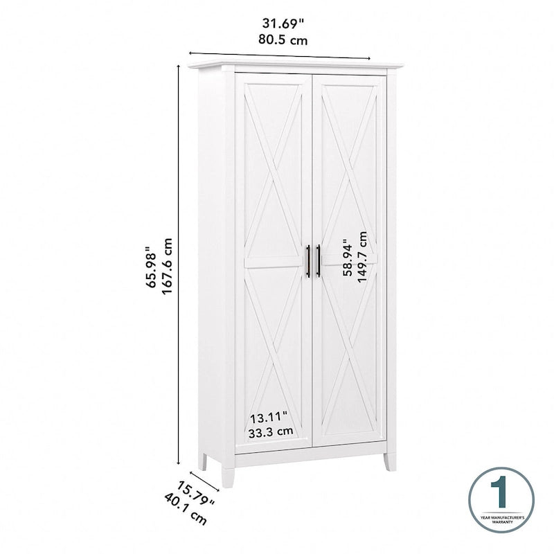 Armoire haute de rangement avec portes, 5 étagères, 7 couleurs, style ferme