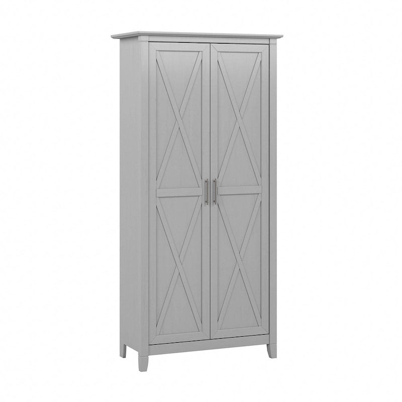 Armoire haute de rangement avec portes, 5 étagères, 7 couleurs, style ferme