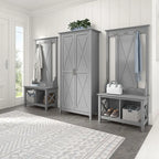 Armoire haute de rangement avec portes, 5 étagères, 7 couleurs, style ferme