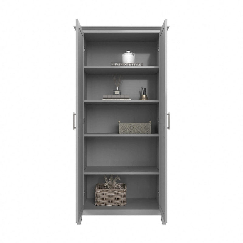 Armoire haute de rangement avec portes, 5 étagères, 7 couleurs, style ferme
