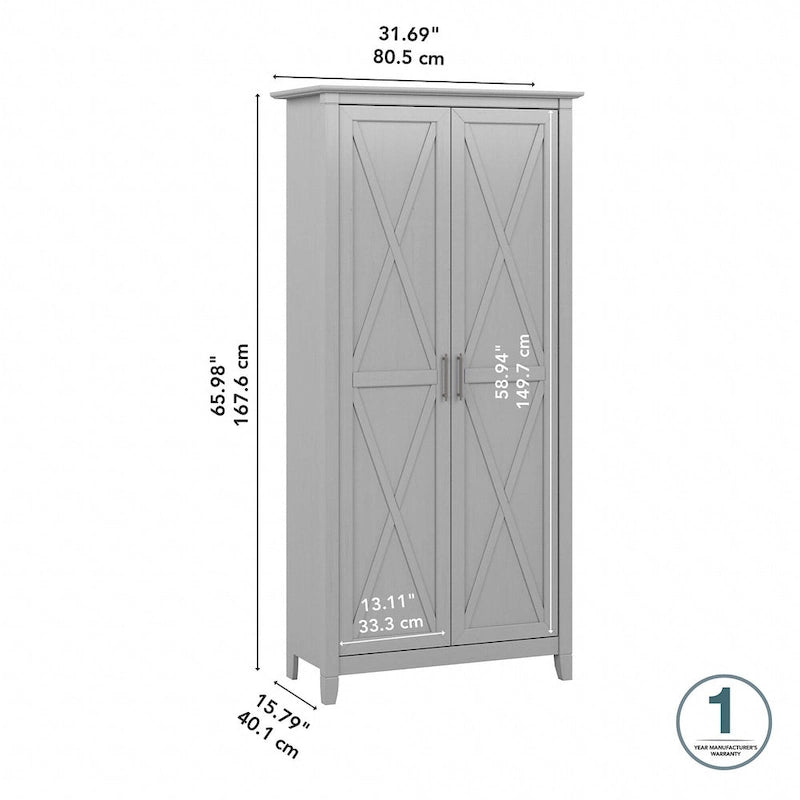 Armoire haute de rangement avec portes, 5 étagères, 7 couleurs, style ferme