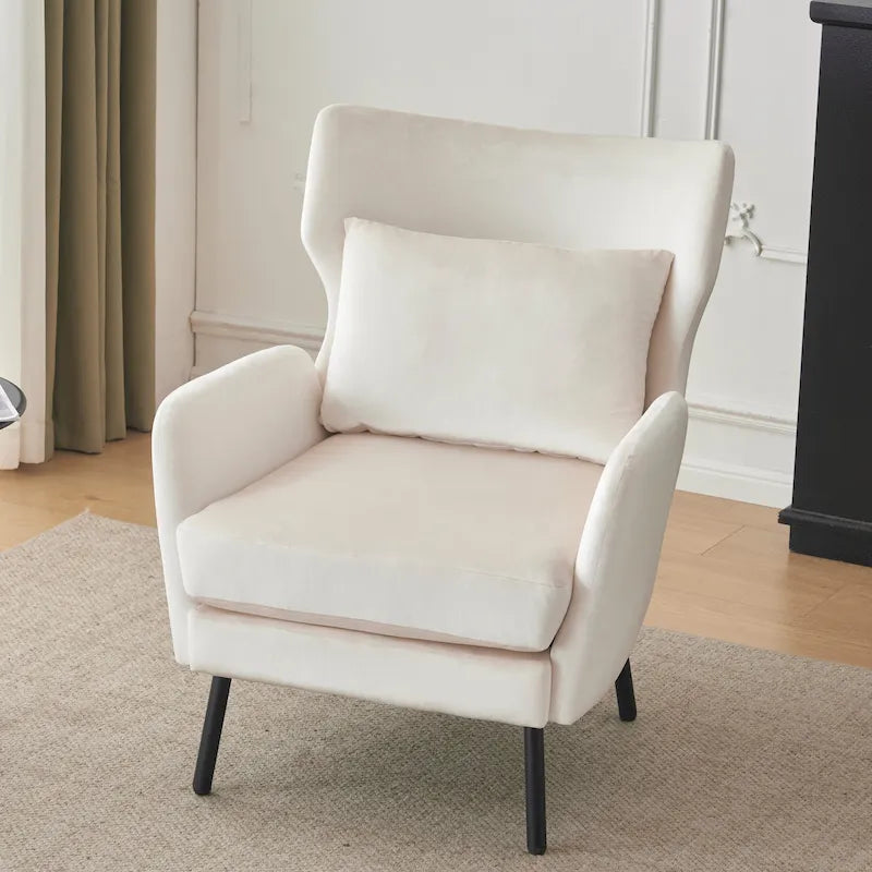 Fauteuil d'appoint dossier haut en velours vert / beige / violet, 1 place