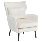 Fauteuil d'appoint dossier haut en velours vert / beige / violet, 1 place