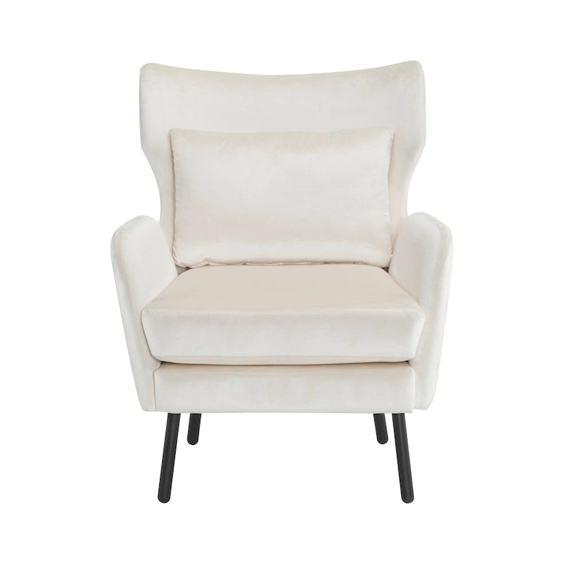 Fauteuil d'appoint dossier haut en velours vert / beige / violet, 1 place