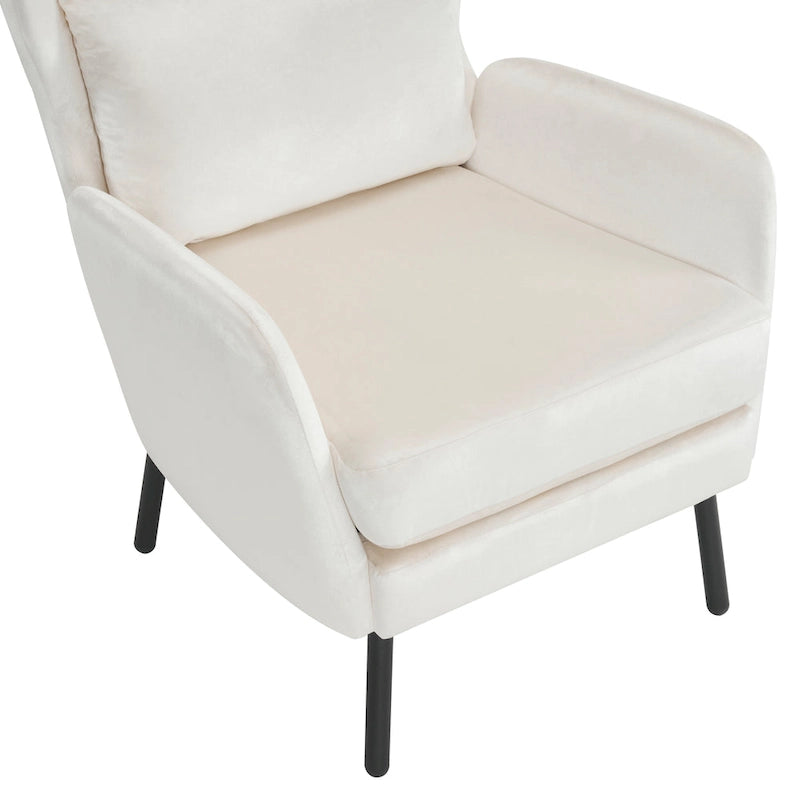 Fauteuil d'appoint dossier haut en velours vert / beige / violet, 1 place