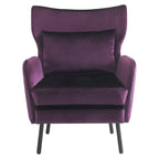 Fauteuil d'appoint dossier haut en velours vert / beige / violet, 1 place