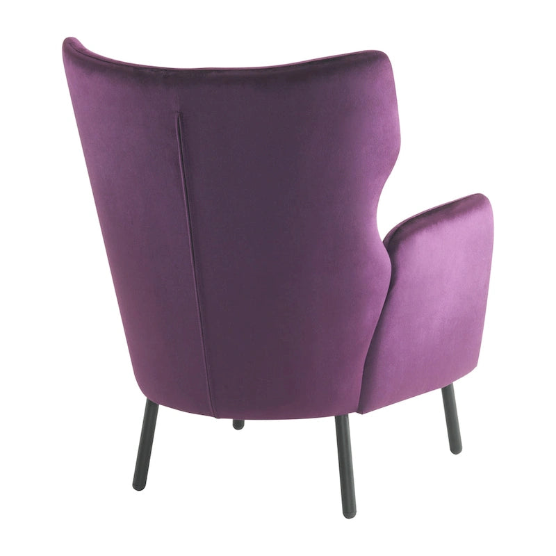 Fauteuil d'appoint dossier haut en velours vert / beige / violet, 1 place