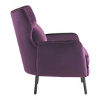 Fauteuil d'appoint dossier haut en velours vert / beige / violet, 1 place