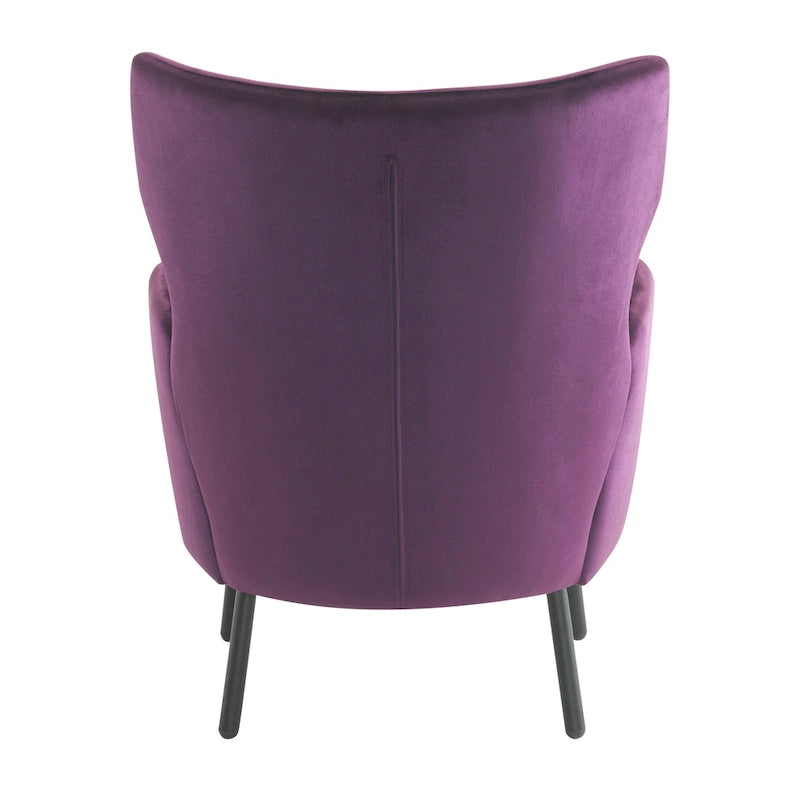 Fauteuil d'appoint dossier haut en velours vert / beige / violet, 1 place