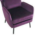 Fauteuil d'appoint dossier haut en velours vert / beige / violet, 1 place