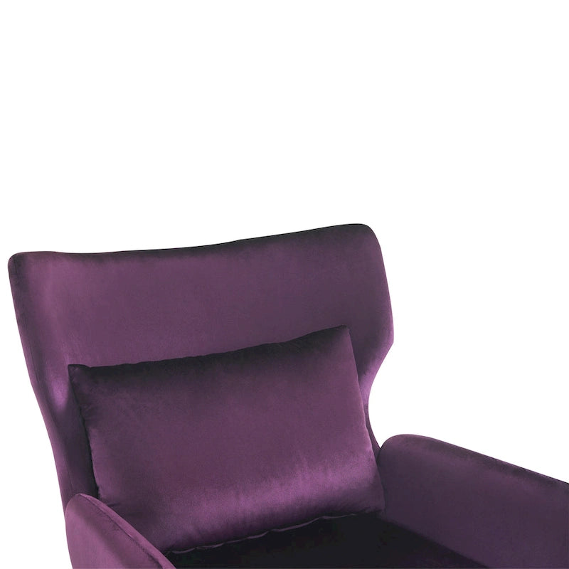 Fauteuil d'appoint dossier haut en velours vert / beige / violet, 1 place