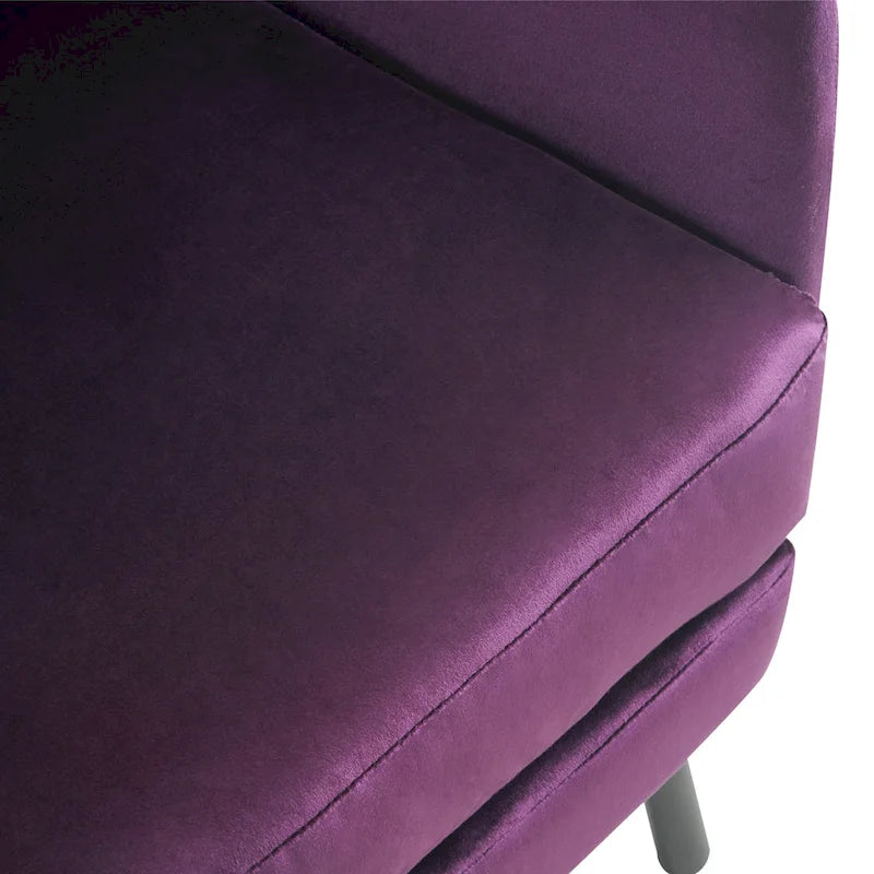 Fauteuil d'appoint dossier haut en velours vert / beige / violet, 1 place