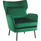Fauteuil d'appoint dossier haut en velours vert / beige / violet, 1 place