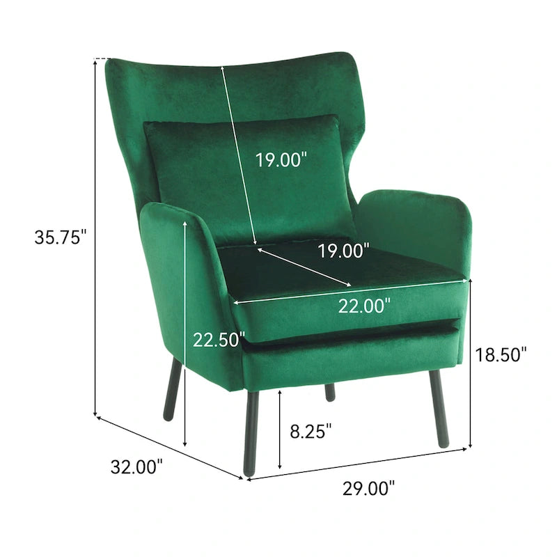 Fauteuil d'appoint dossier haut en velours vert / beige / violet, 1 place