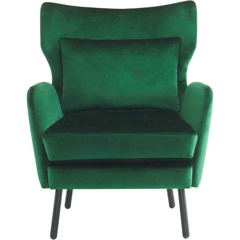 Fauteuil d'appoint dossier haut en velours vert / beige / violet, 1 place