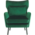 Fauteuil d'appoint dossier haut en velours vert / beige / violet, 1 place