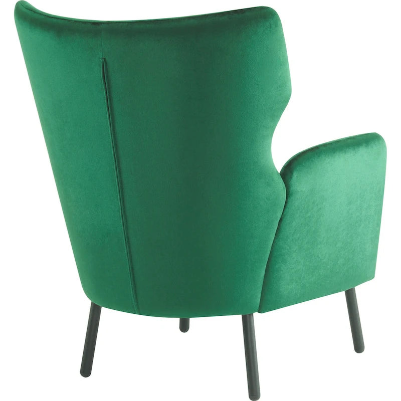 Fauteuil d'appoint dossier haut en velours vert / beige / violet, 1 place