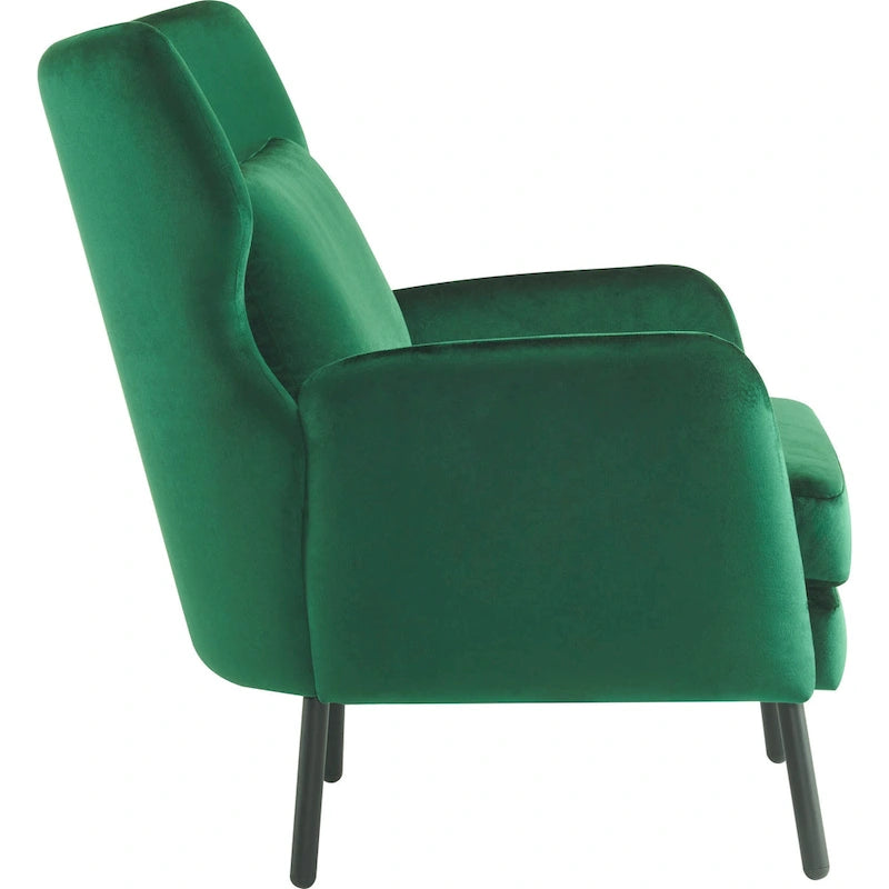 Fauteuil d'appoint dossier haut en velours vert / beige / violet, 1 place