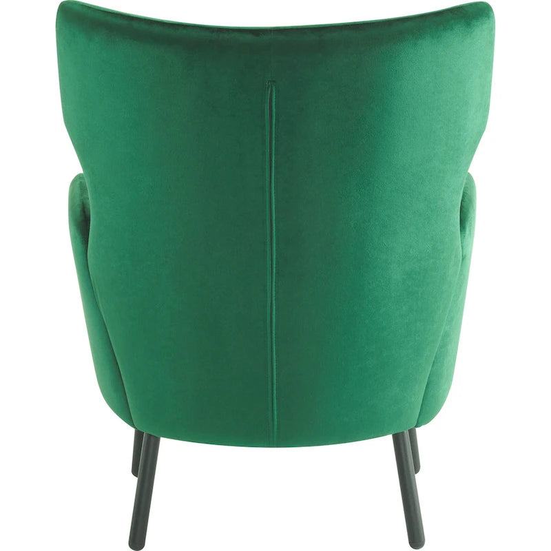 Fauteuil d'appoint dossier haut en velours vert / beige / violet, 1 place