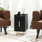 Table de chevet avec station de recharge, café / blanc / noir, table d'appoint à 2 tiroirs