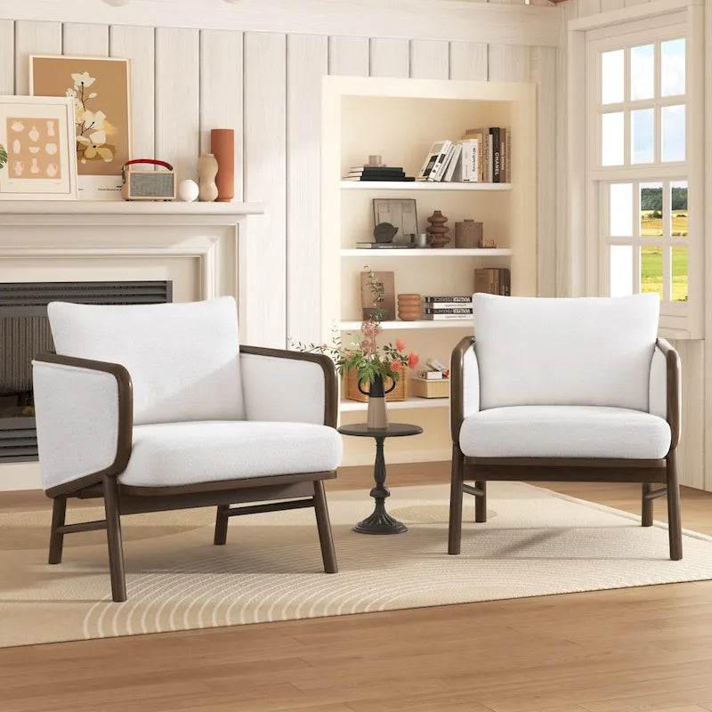 Fauteuils d'appoint blancs en tissu sherpa, lot de 2