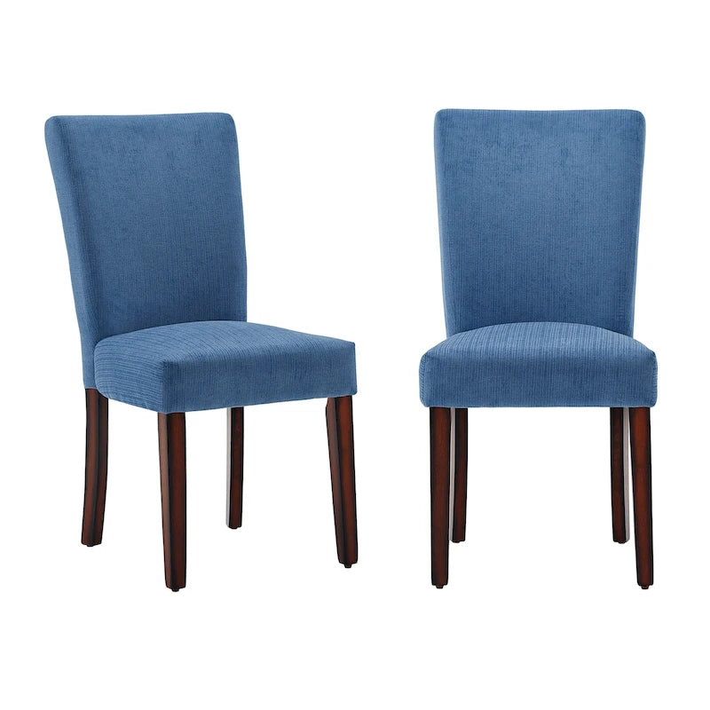 Chaises de salle à manger Parsons en chenille/microfibre, lot de 2, gris argenté/brun clair/bleu roi/camel