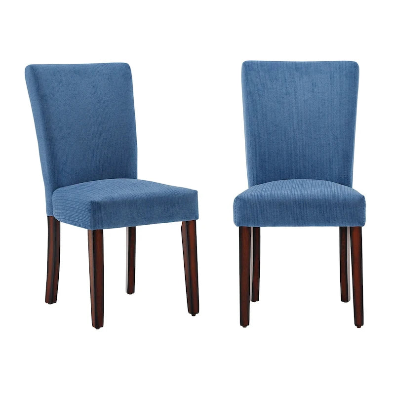 Chaises de salle à manger Parsons en chenille/microfibre, lot de 2, gris argenté/brun clair/bleu roi/camel
