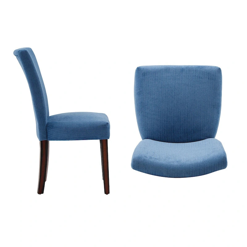 Chaises de salle à manger Parsons en chenille/microfibre, lot de 2, gris argenté/brun clair/bleu roi/camel