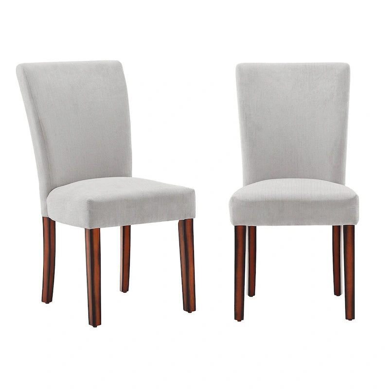 Chaises de salle à manger Parsons en chenille/microfibre, lot de 2, gris argenté/brun clair/bleu roi/camel