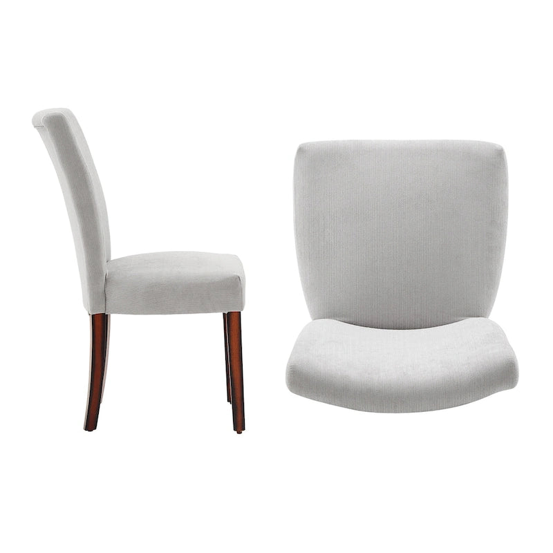 Chaises de salle à manger Parsons en chenille/microfibre, lot de 2, gris argenté/brun clair/bleu roi/camel