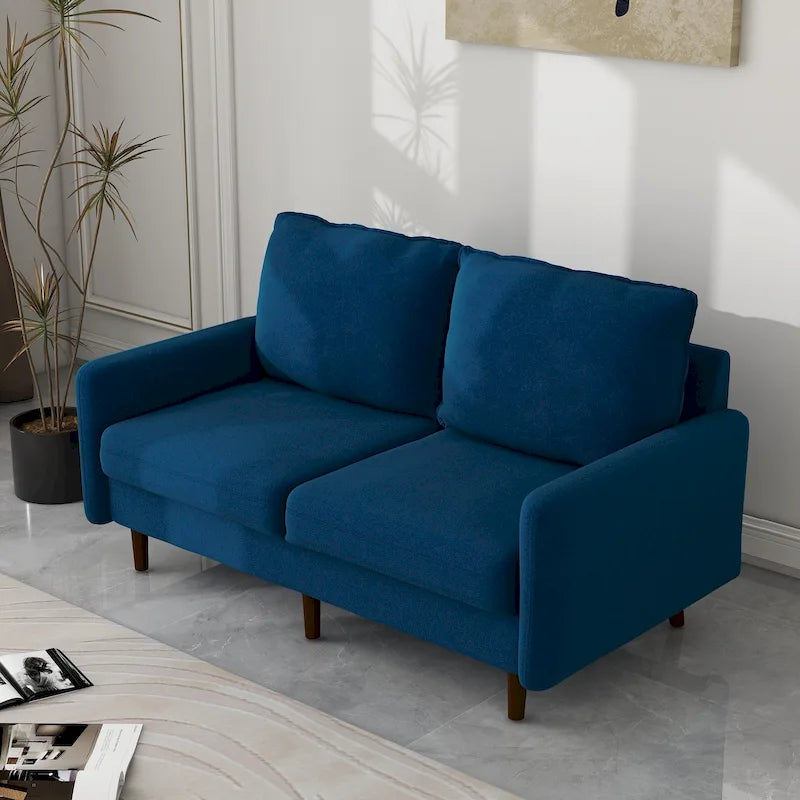 Causeuse moderne 2 places en velours – Blanc / Bleu / Gingembre / Gris / Cyan grisâtre / Jaune