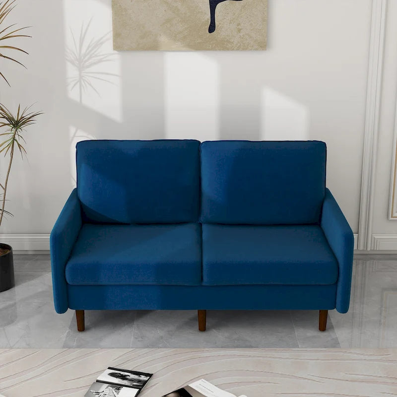 Causeuse moderne 2 places en velours – Blanc / Bleu / Gingembre / Gris / Cyan grisâtre / Jaune