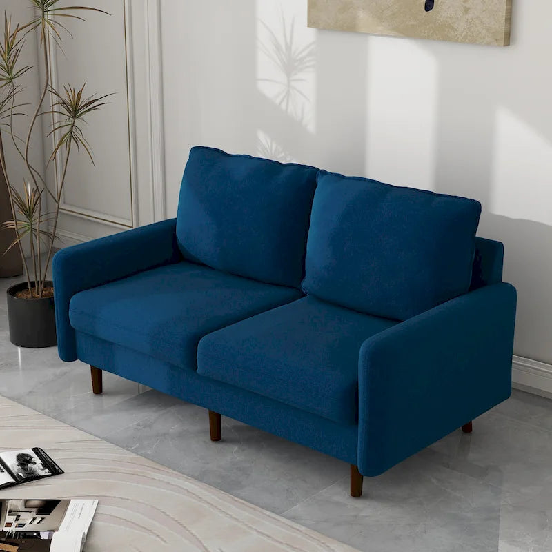 Causeuse moderne 2 places en velours – Blanc / Bleu / Gingembre / Gris / Cyan grisâtre / Jaune