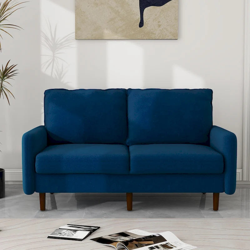 Causeuse moderne 2 places en velours – Blanc / Bleu / Gingembre / Gris / Cyan grisâtre / Jaune