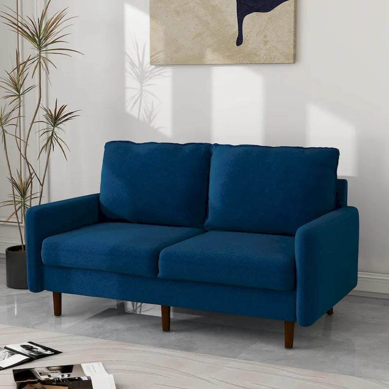 Causeuse moderne 2 places en velours – Blanc / Bleu / Gingembre / Gris / Cyan grisâtre / Jaune