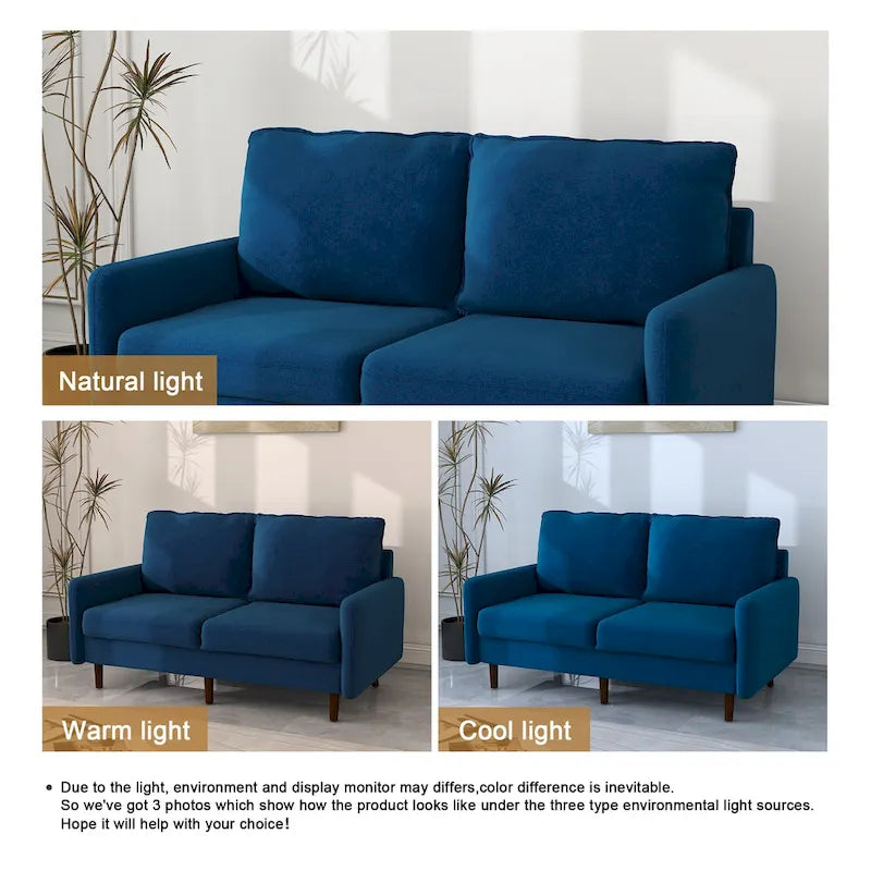 Causeuse moderne 2 places en velours – Blanc / Bleu / Gingembre / Gris / Cyan grisâtre / Jaune