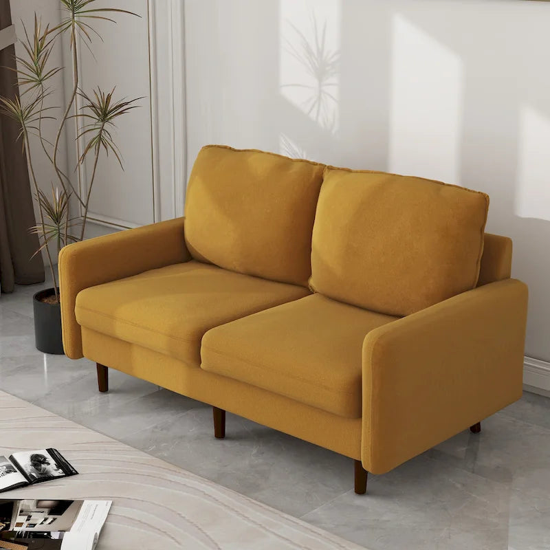 Causeuse moderne 2 places en velours – Blanc / Bleu / Gingembre / Gris / Cyan grisâtre / Jaune
