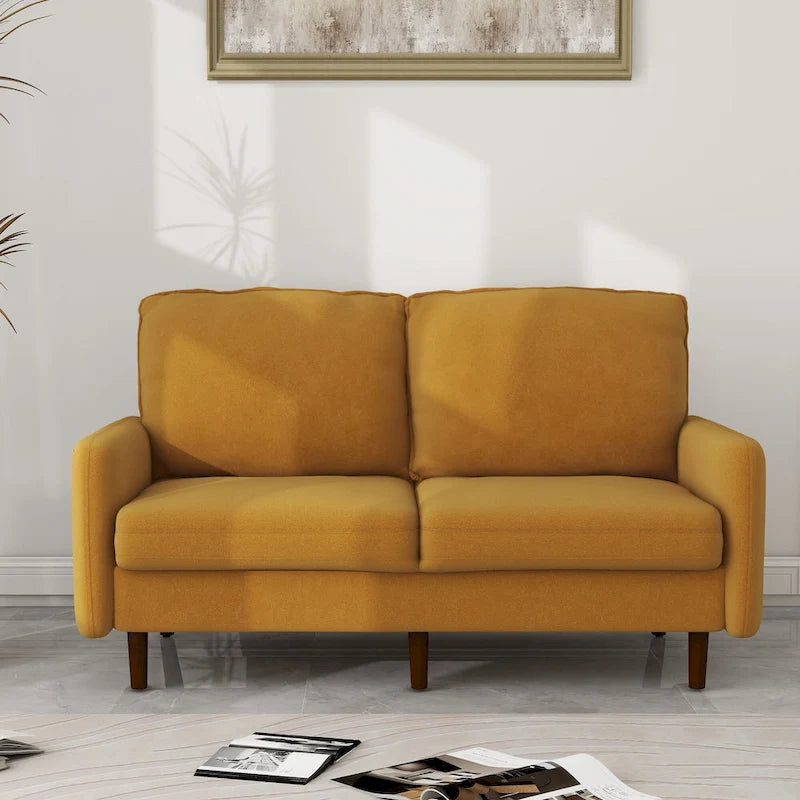 Causeuse moderne 2 places en velours – Blanc / Bleu / Gingembre / Gris / Cyan grisâtre / Jaune