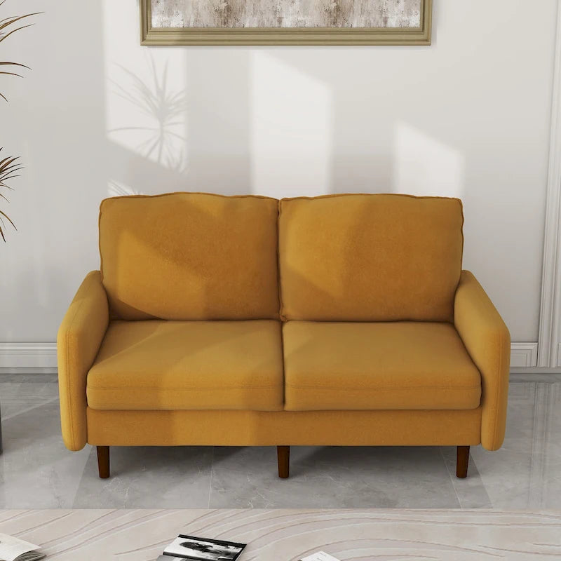 Causeuse moderne 2 places en velours – Blanc / Bleu / Gingembre / Gris / Cyan grisâtre / Jaune