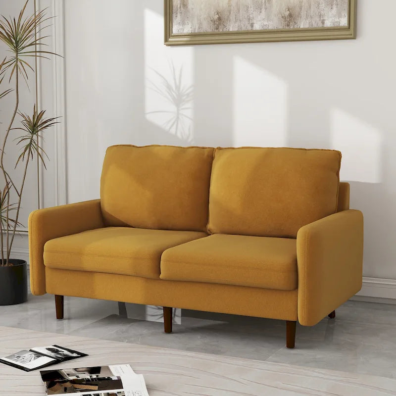 Causeuse moderne 2 places en velours – Blanc / Bleu / Gingembre / Gris / Cyan grisâtre / Jaune