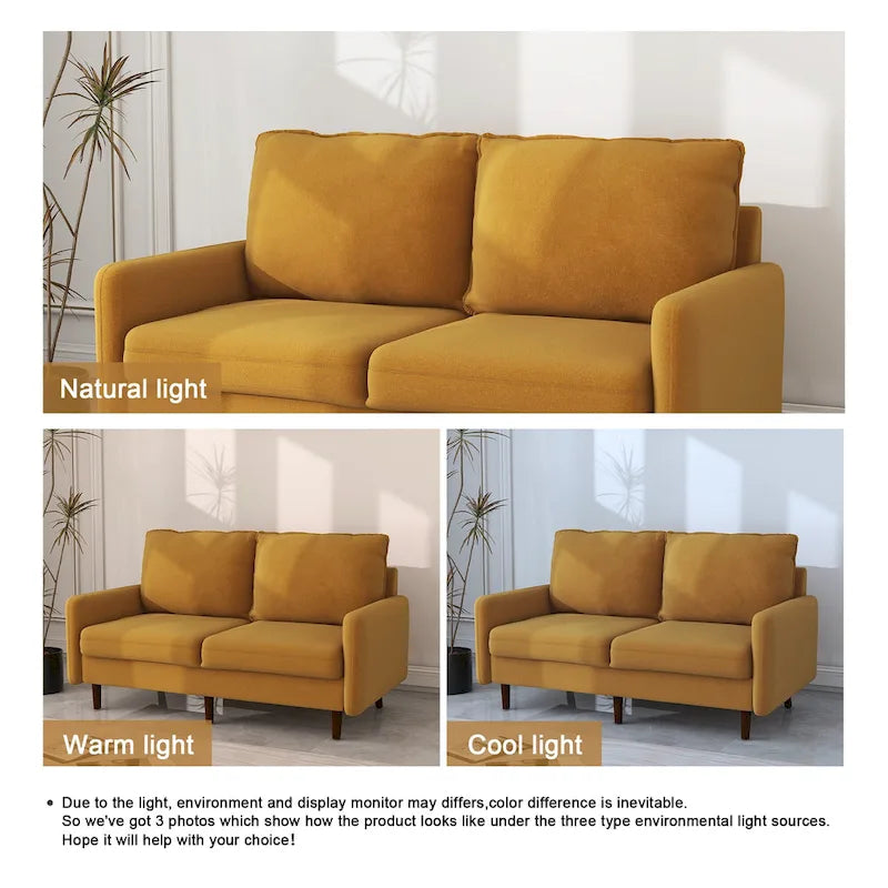 Causeuse moderne 2 places en velours – Blanc / Bleu / Gingembre / Gris / Cyan grisâtre / Jaune